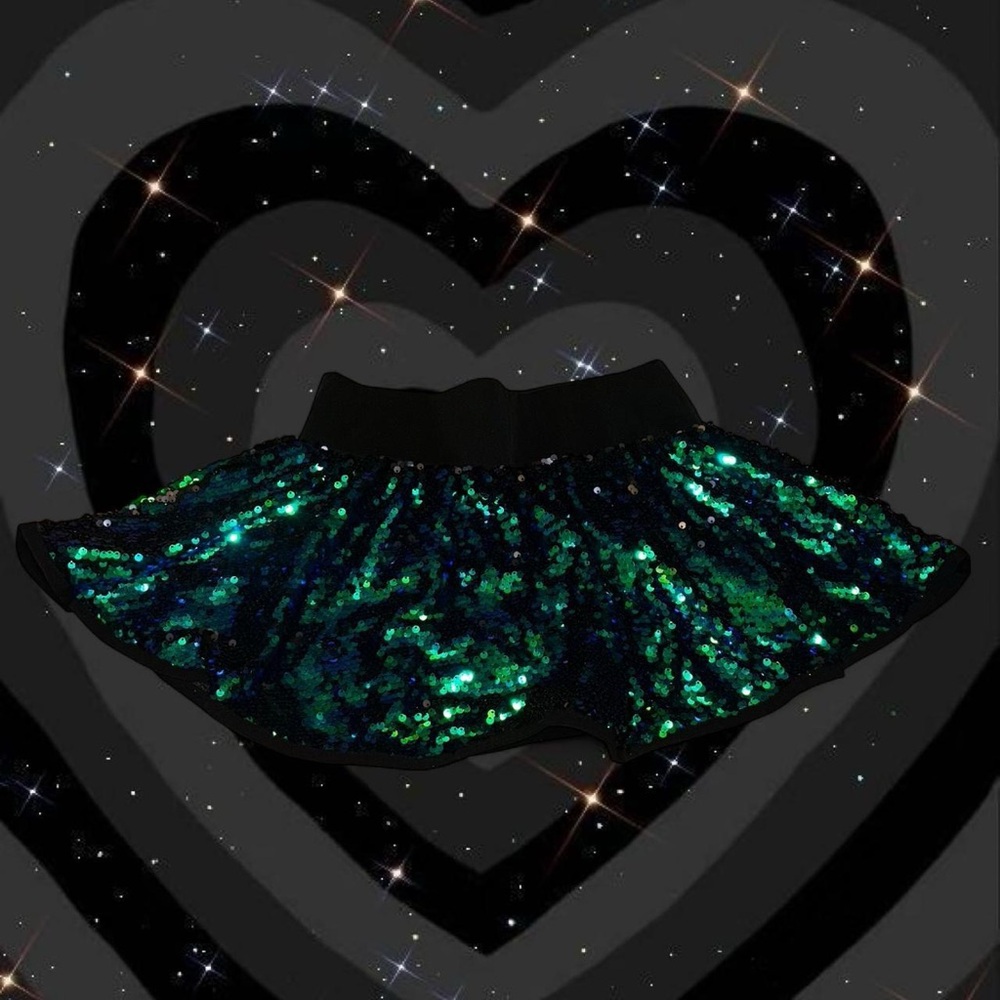 iHeartRaves XS Green Sequined Skirt